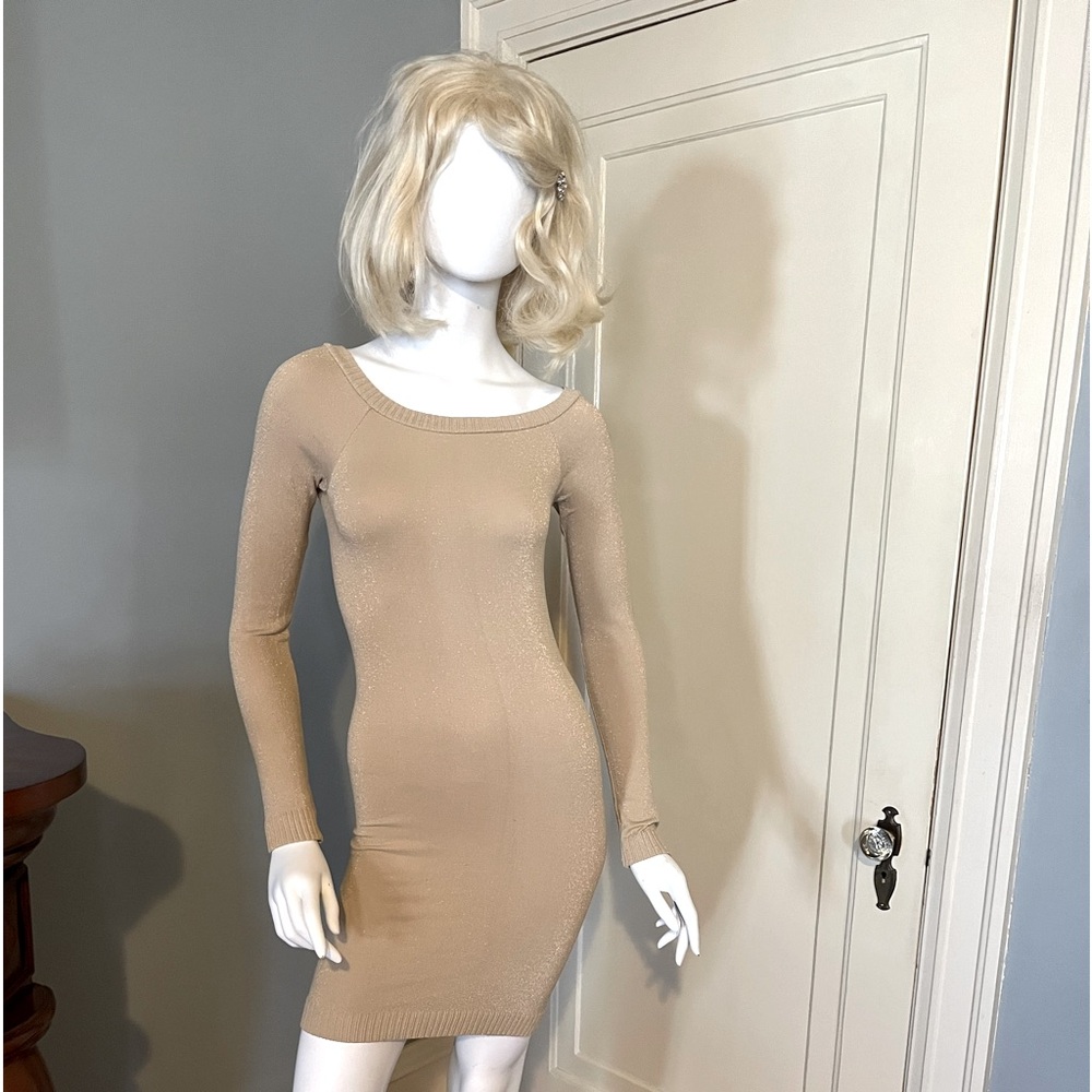 Gold metallic spandex dress